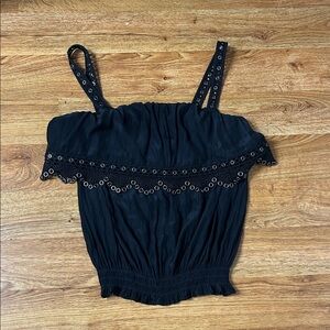 Ramy Brook Black Eyelet Camisole Top